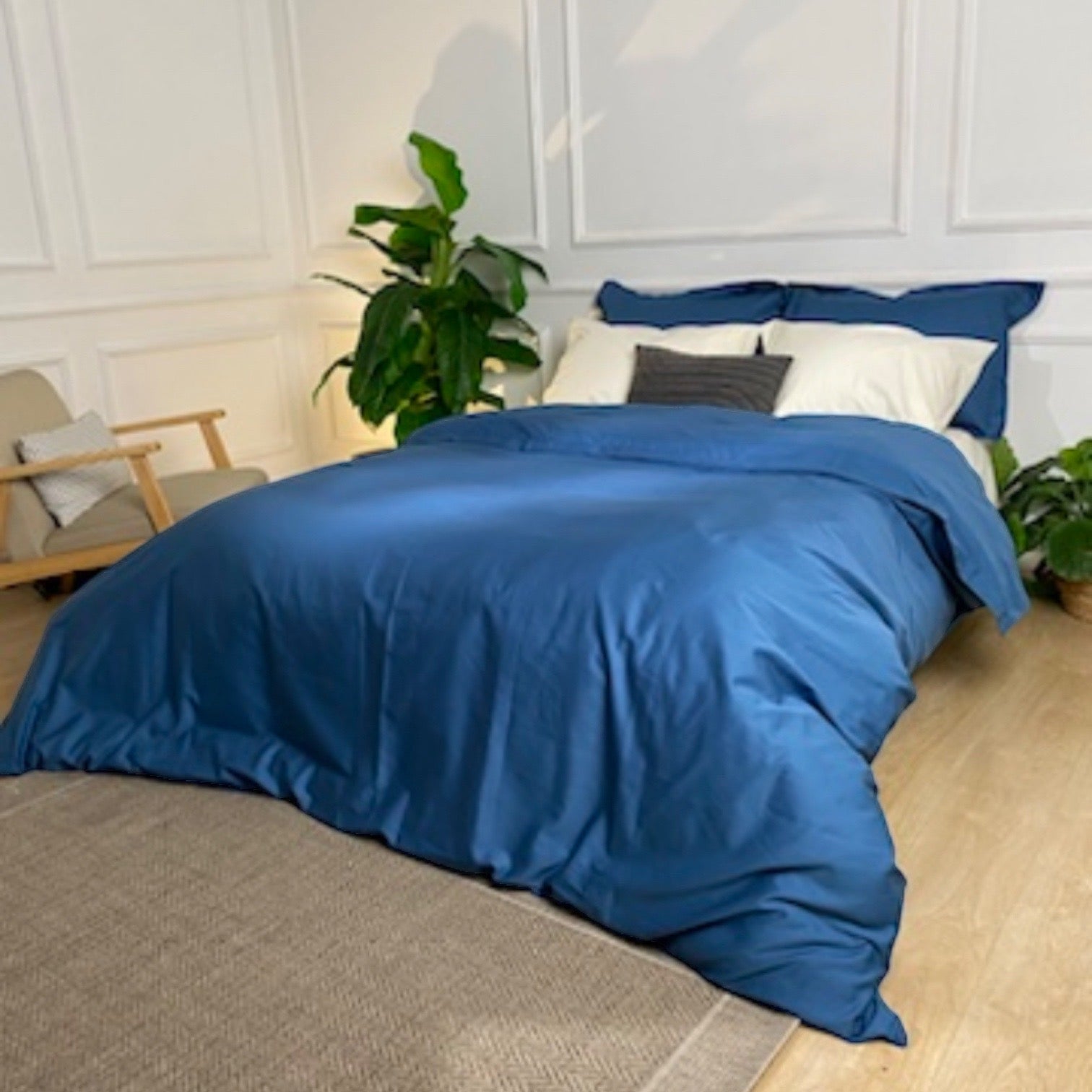 Pack Deluxe 100% Algodón Pima 400 Hilos Azul Acero