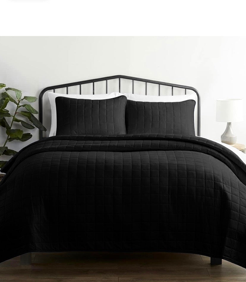 Quilt Cubrecama Negro de Algodón Pima Quilt Cubrecama Negro de Algodón Pima