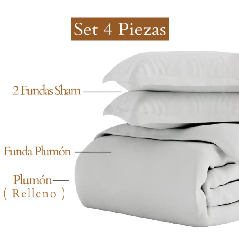 Pack Basic Plumón Hipoalergénico Grueso + Funda de Plumón Plomo Pack Basic Plumón Hipoalergénico Grueso + Funda de Plumón Plomo
