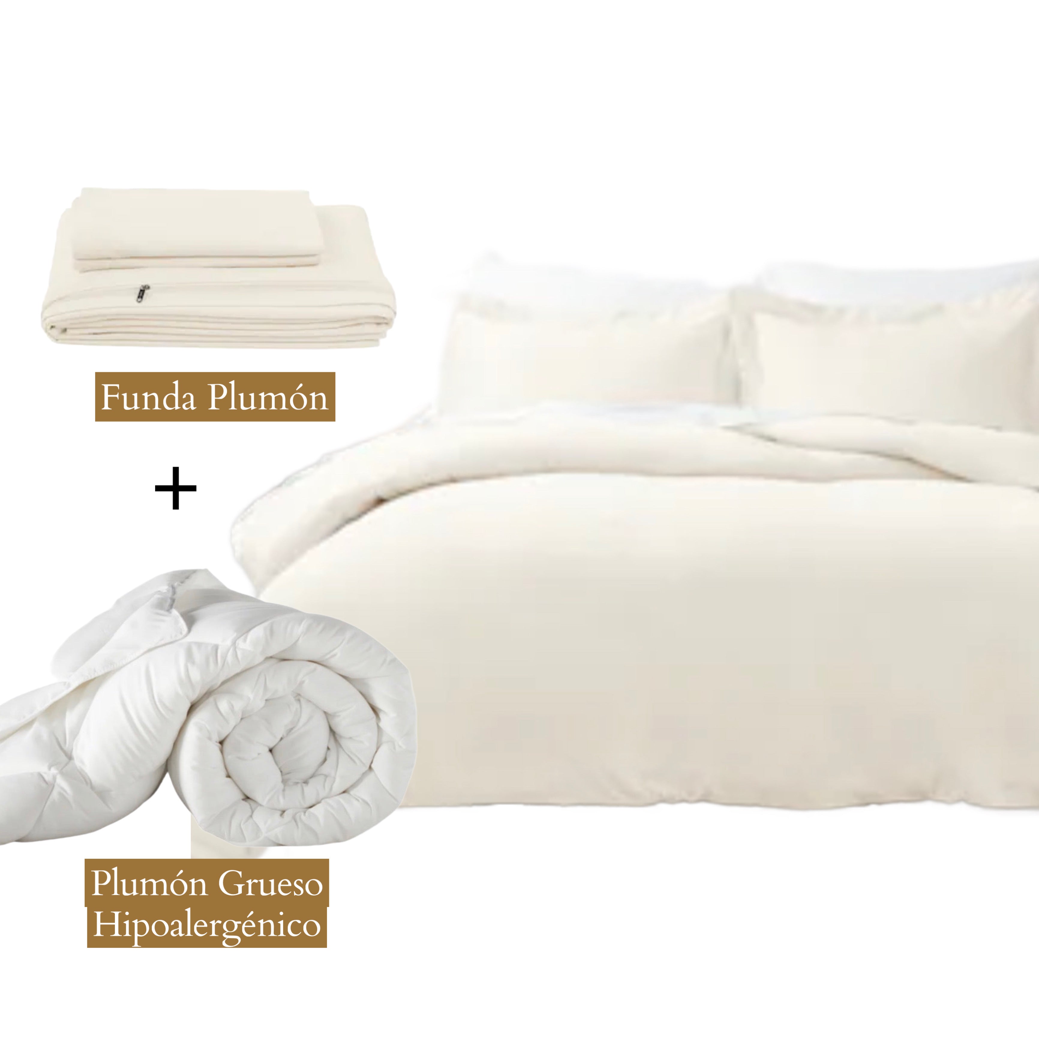 Pack Basic Plumón Hipoalergénico Grueso + Funda de Plumón Perla