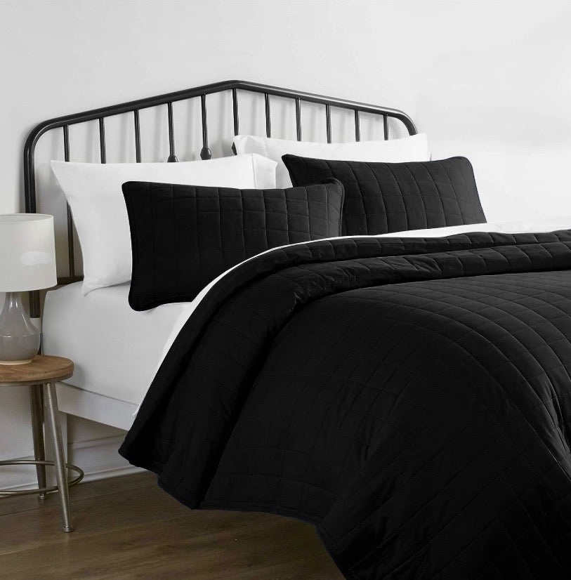 Quilt Cubrecama Negro de Algodón Pima Quilt Cubrecama Negro de Algodón Pima