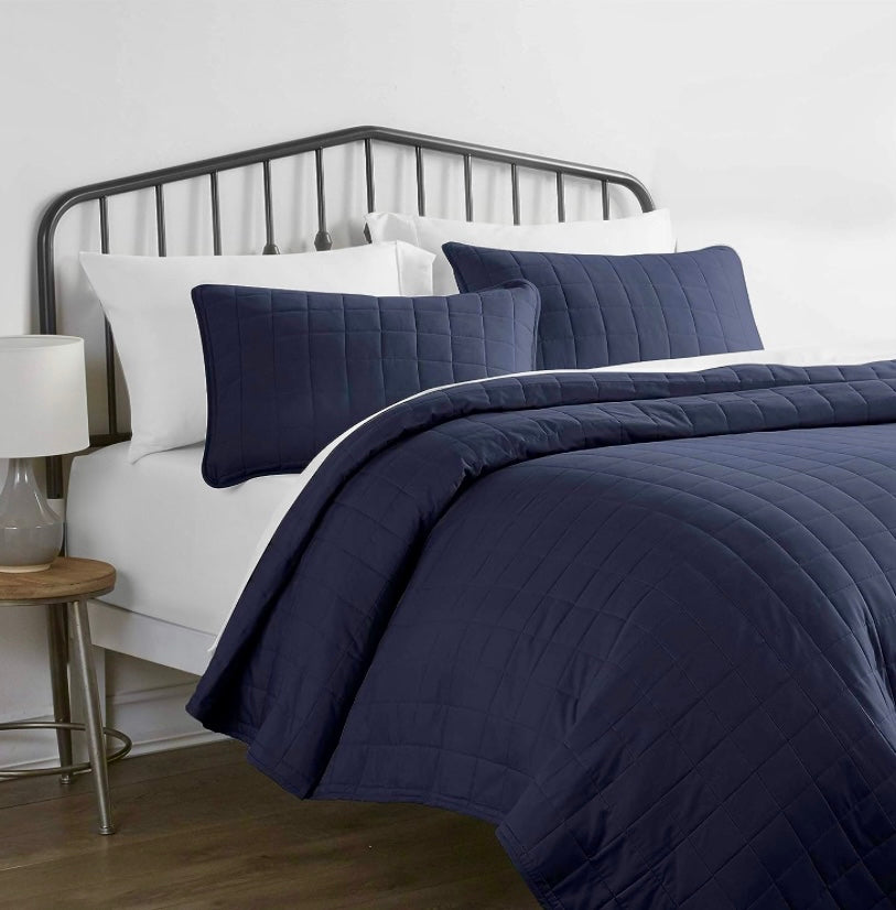 Quilt Cubrecama Azul Marino de Algodón Pima Quilt Cubrecama Azul Marino de Algodón Pima