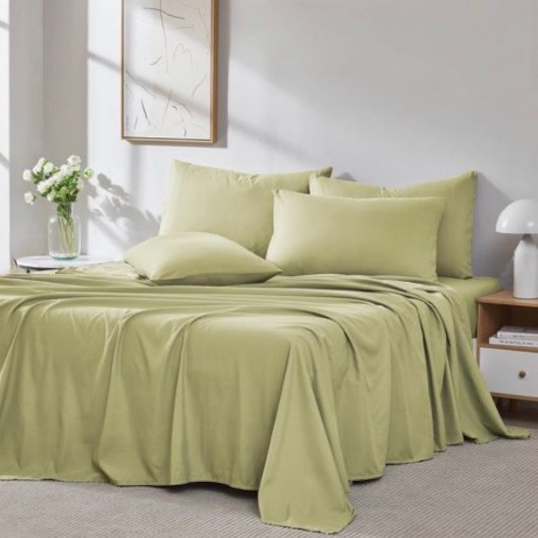 Juego de Sábanas Verde Sidra de 200 Hilos