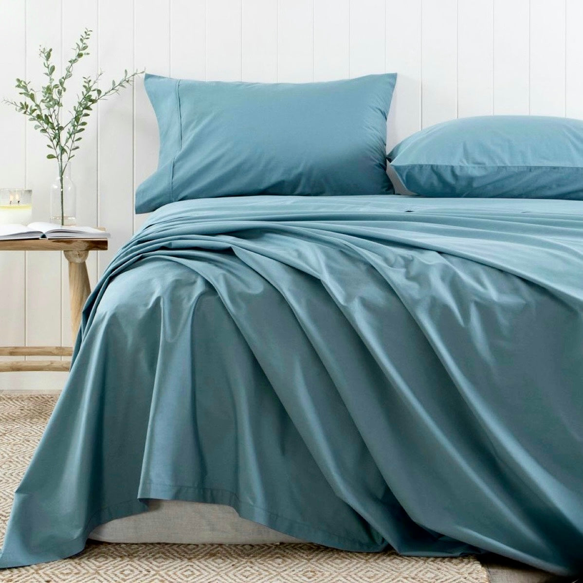 SÁBANA PIMA PERCAL AZUL ACERO 255 HILOS