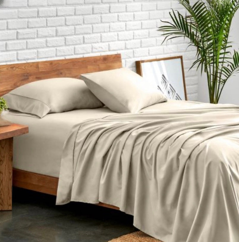 Juego de Sábanas de Algodón Beige de 400 Hilos Juego de Sábanas de Algodón Beige de 400 Hilos