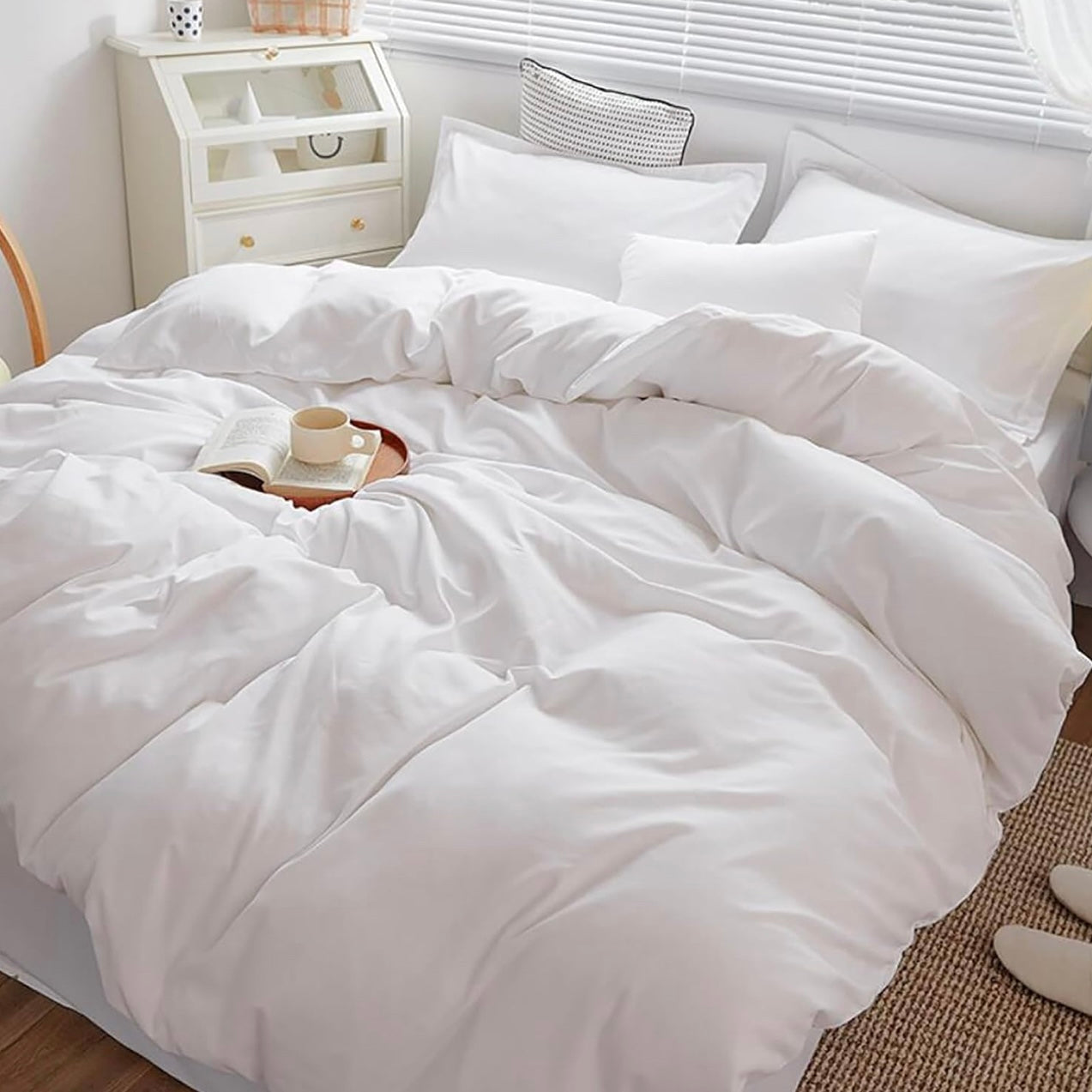 Pack Basic Plumón Hipoalergénico Grueso + Funda de Plumón Blanco hotelero