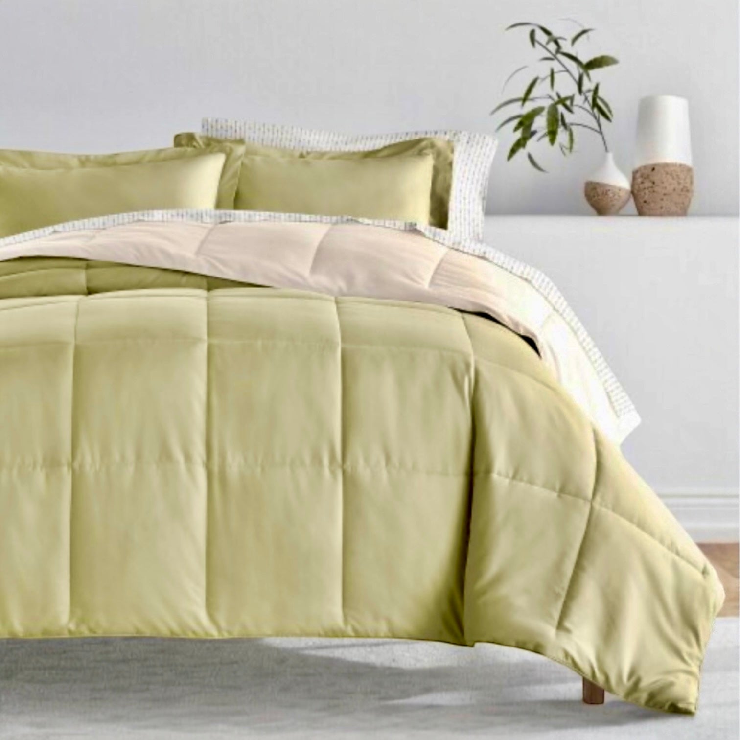 Cubrecama Delgado Reversible Verde/Beige Cubrecama Delgado Reversible Verde/Beige