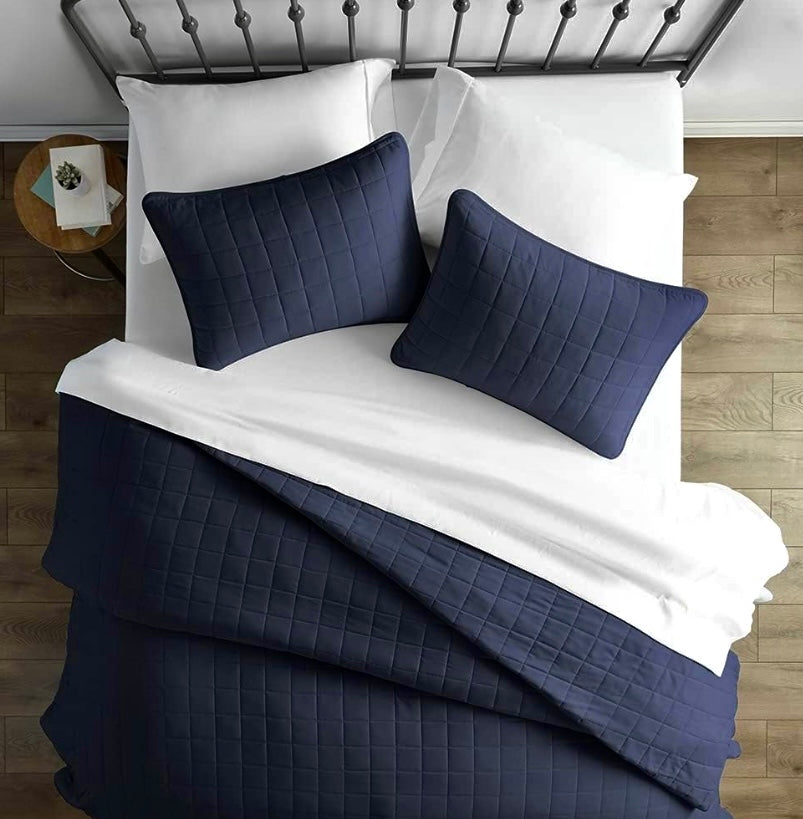 Cubrecama Quilt Algodón Azul Marino Juego de cama Quilt de algodón Pima color azul marino