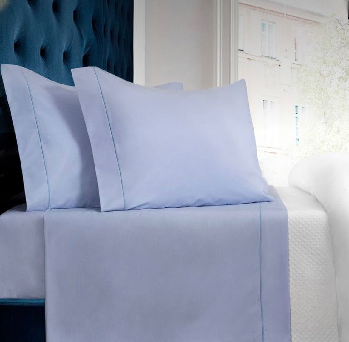 Juego de Sábanas Oxford Blue de 200 Hilos