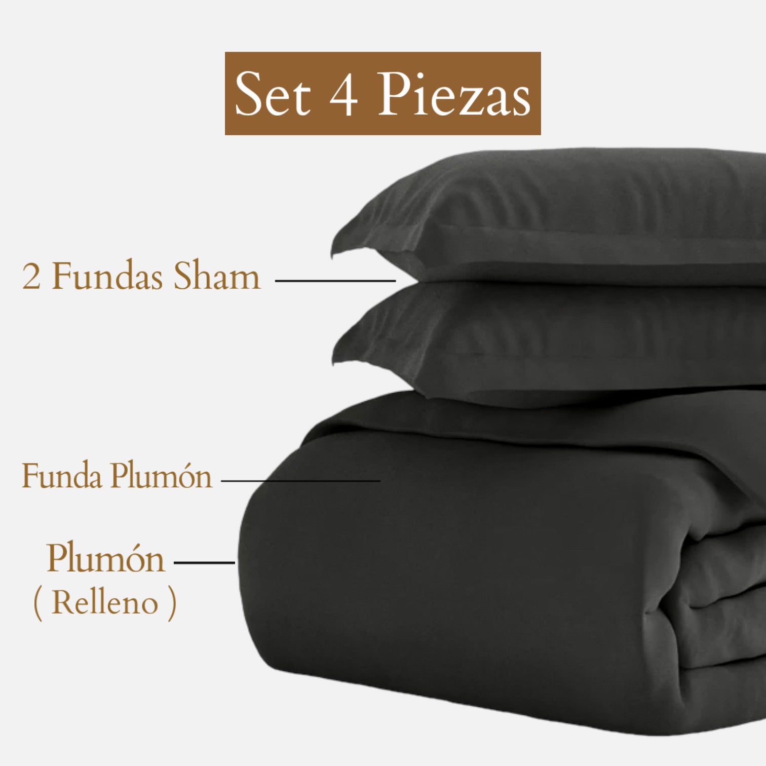 Pack Basic Plumón Hipoalergénico Grueso + Funda de Plumón Negro