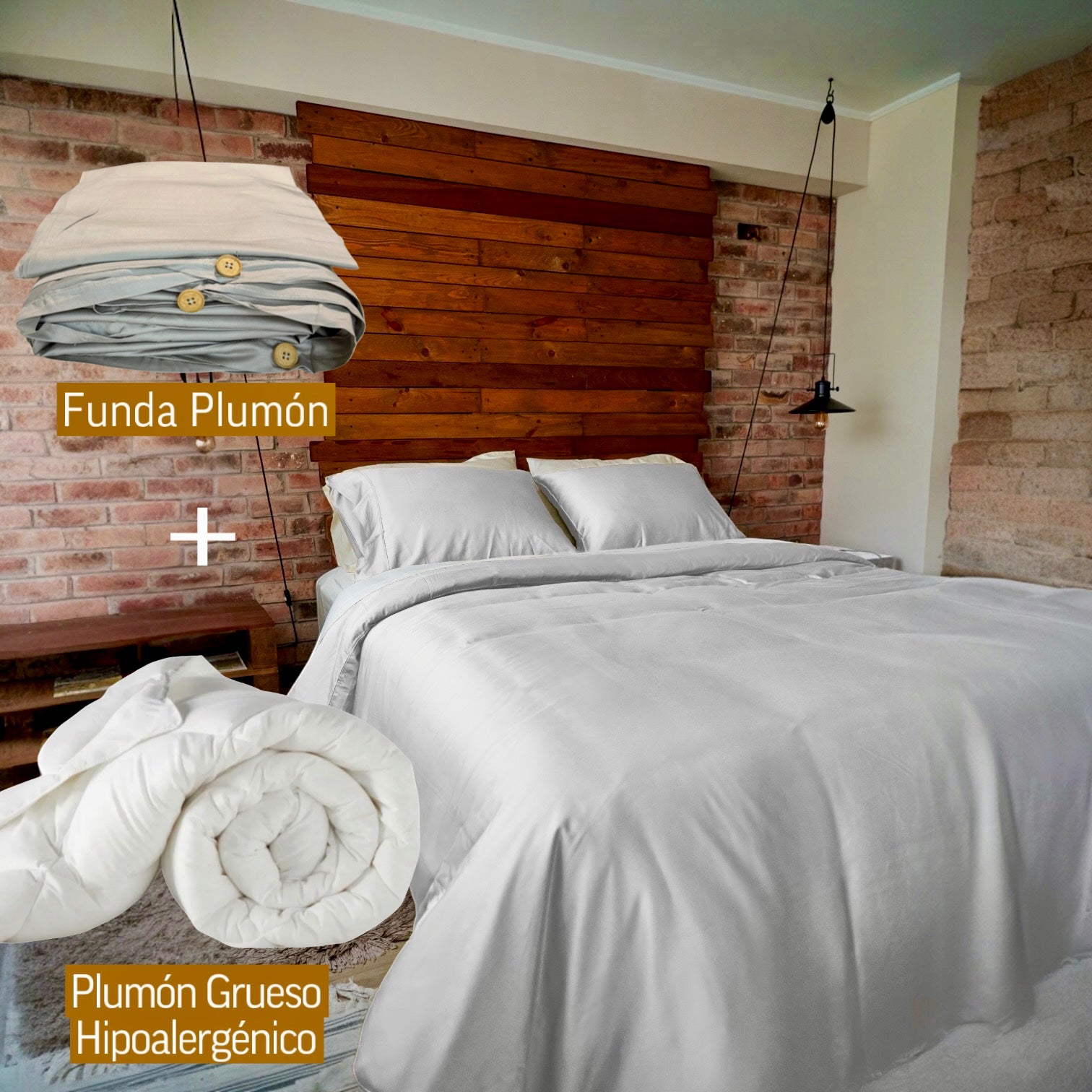 Pack Deluxe Plumón Hipoalergénico + Funda de Plumón Plomo Plata