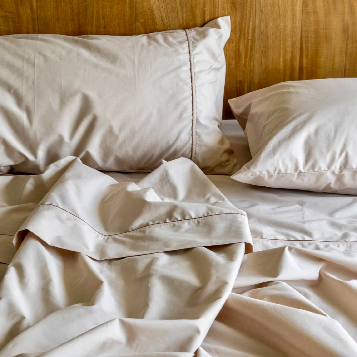 Juego de Sábanas Beige 300 Hilos Percal 100% Algodón Pima