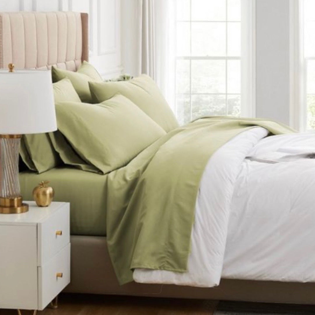 Juego de Sábanas Verde Sidra de 200 Hilos