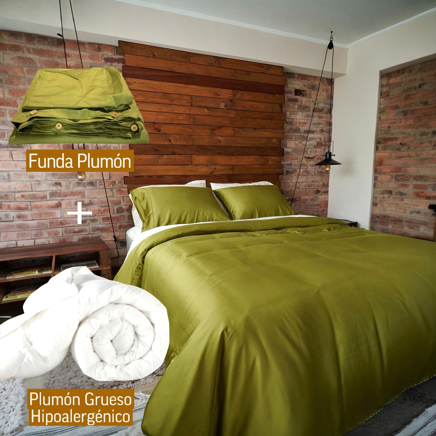 Pack Deluxe Plumón Hipoalergénico + Funda de Plumón Verde Oliva