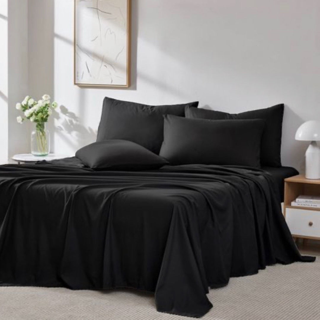 Juego de Sábanas Negro de 200 Hilos