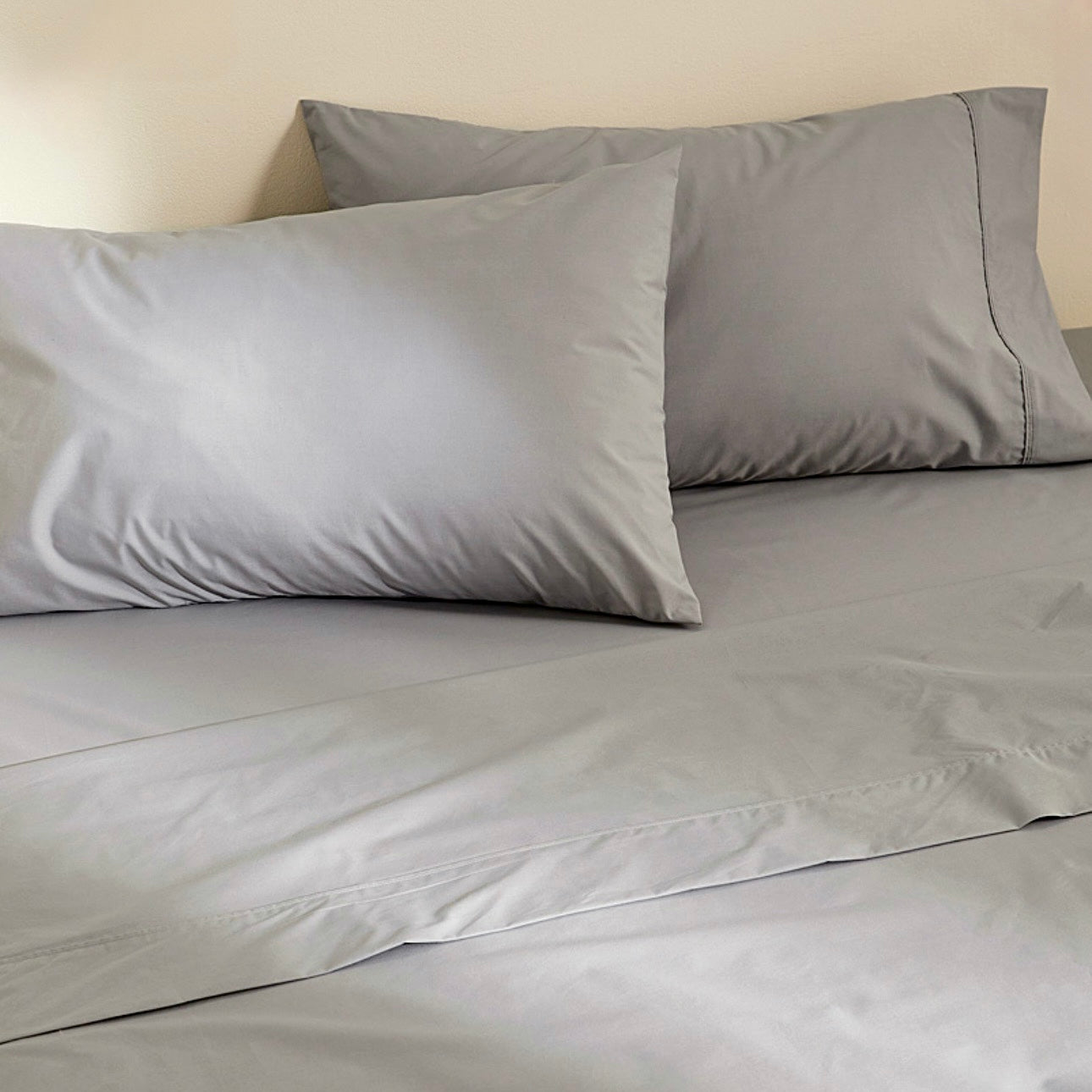 Juego de Sábanas Gris 300 Hilos Percal 100% Algodón Pima