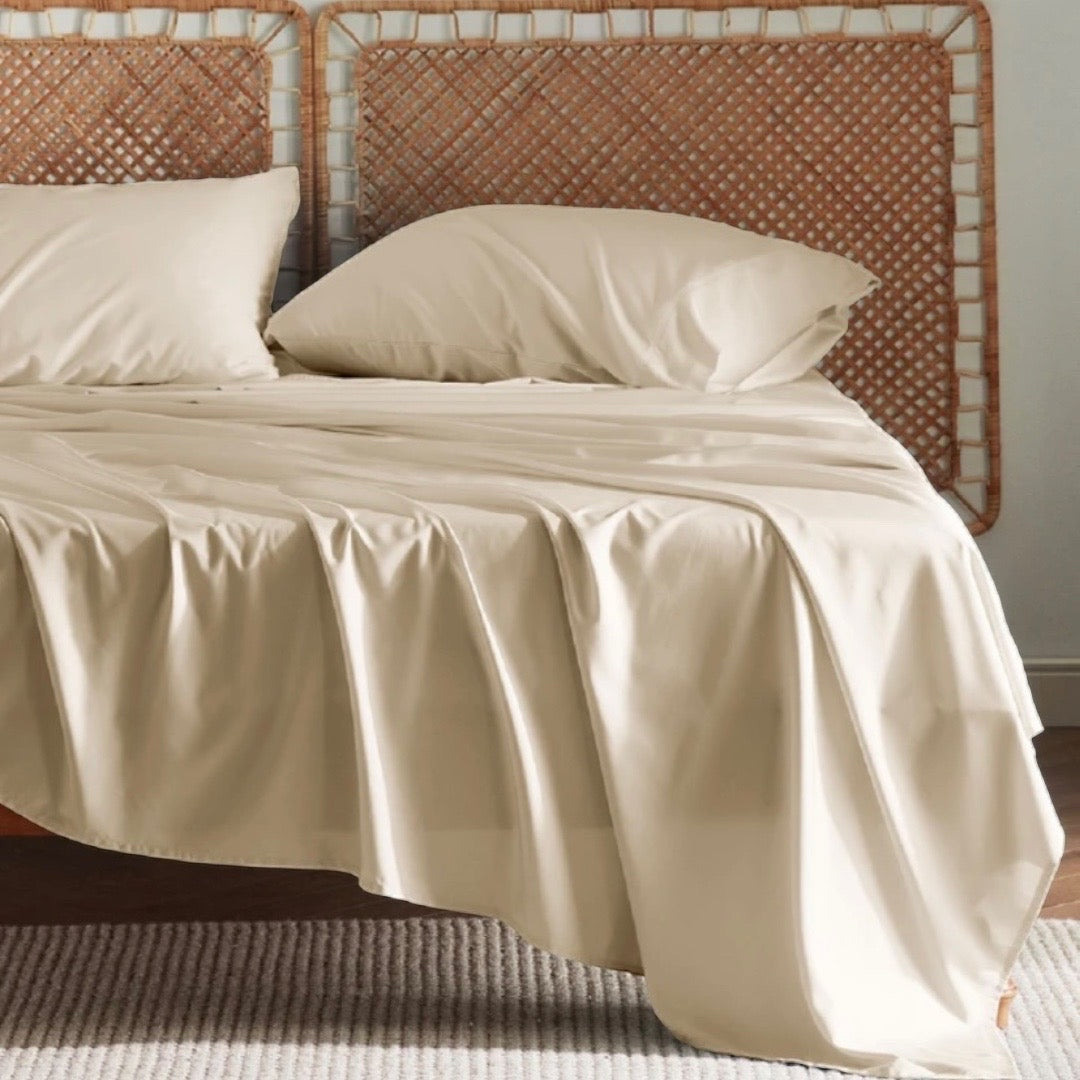 Juego de Sábanas Beige de 200 Hilos