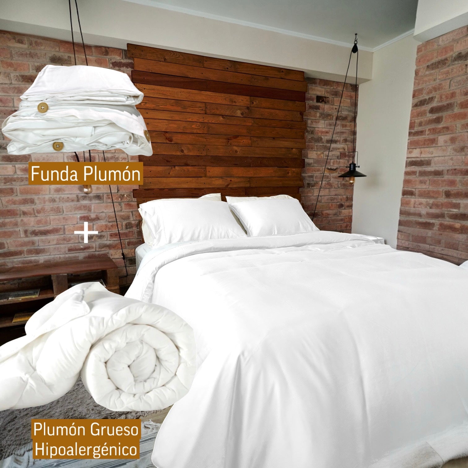 Pack Deluxe Plumón Hipoalergénico + Funda de Plumón Blanco