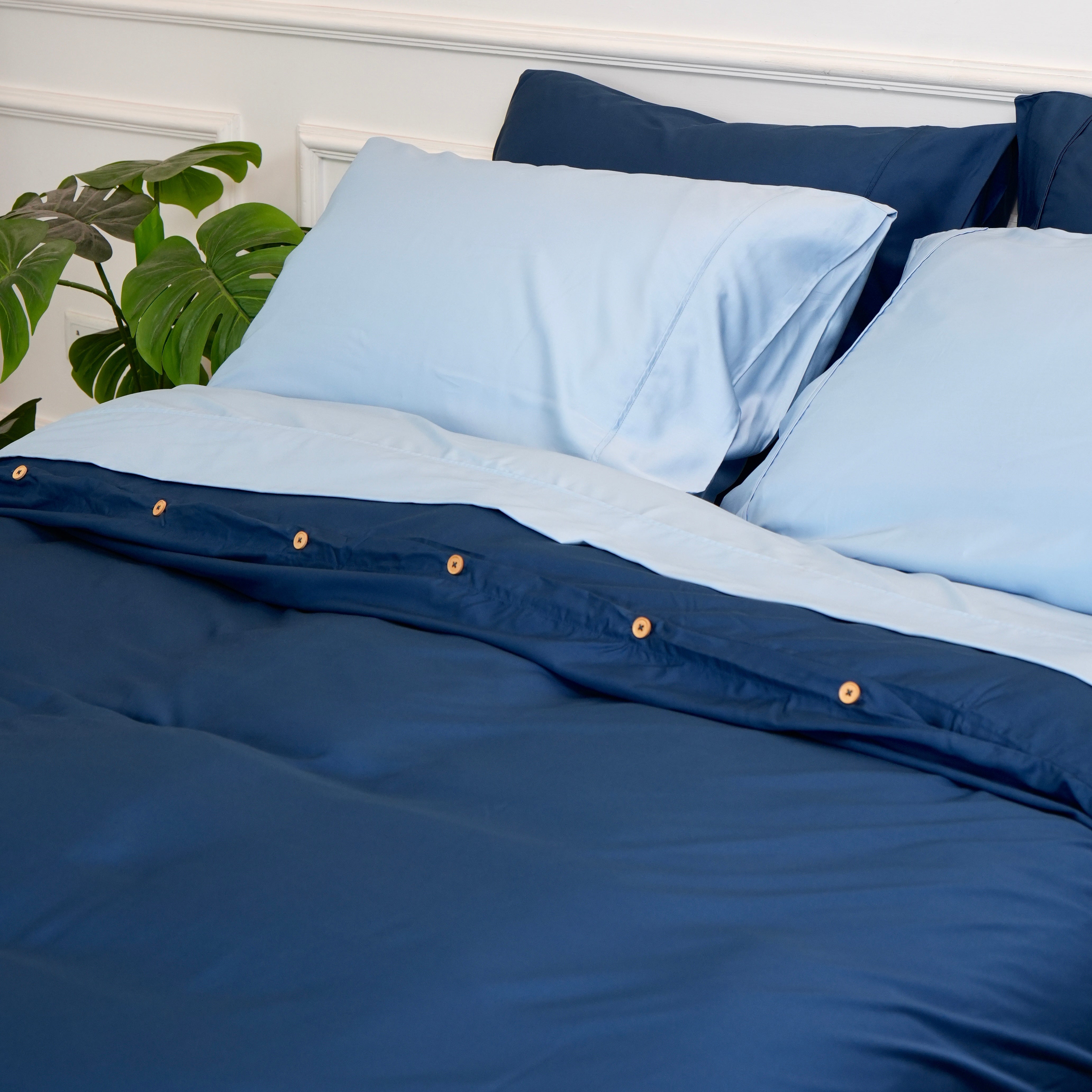 FUNDA DE PLUMÓN LUXURY BAMBÚ AZUL OCÉANO