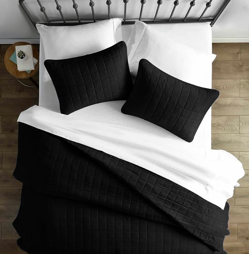 Quilt Cubrecama Negro de Algodón Pima