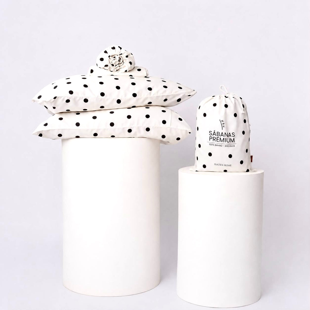 SÁBANAS DE BAMBÚ 300 HILOS POLKA DOT