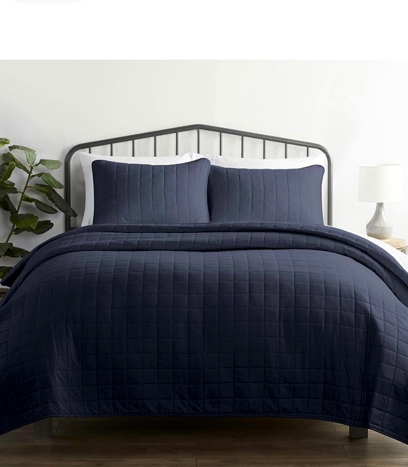 Cubrecama Quilt Azul Marino de Algodón Pima Isatex Home